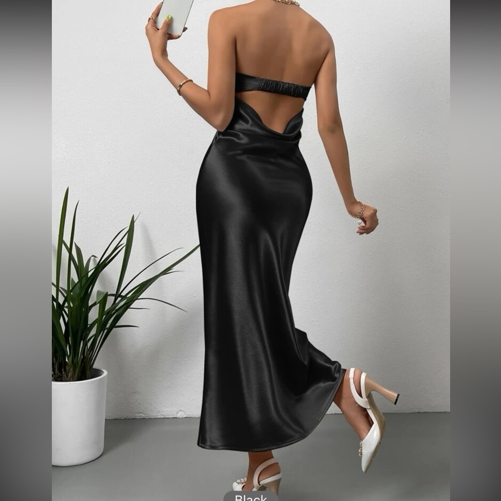 Black satin dress